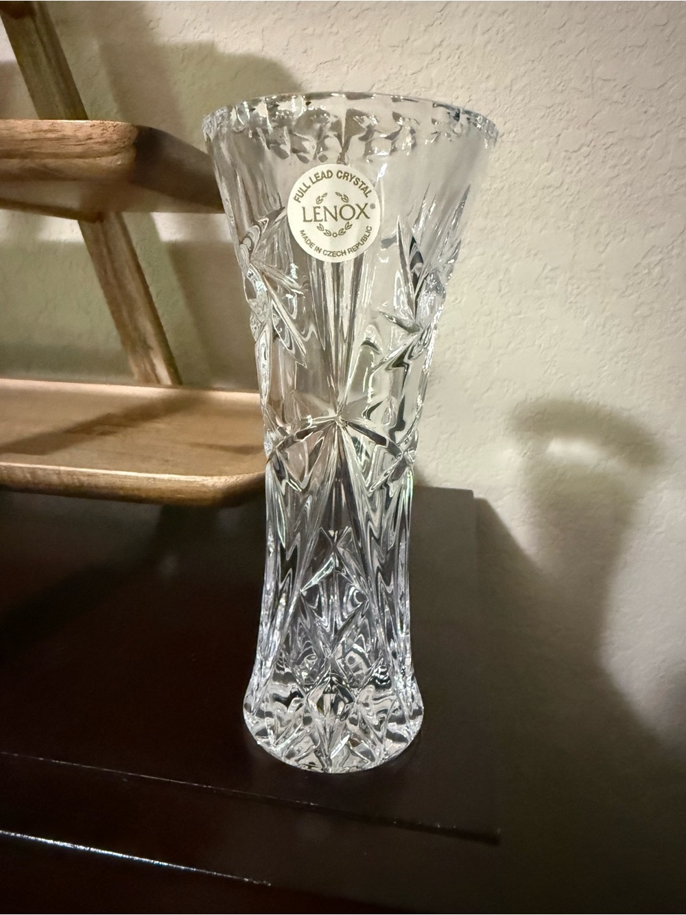 Lenox Clear Cut Crystal Vase - Faceted Decorative Accent